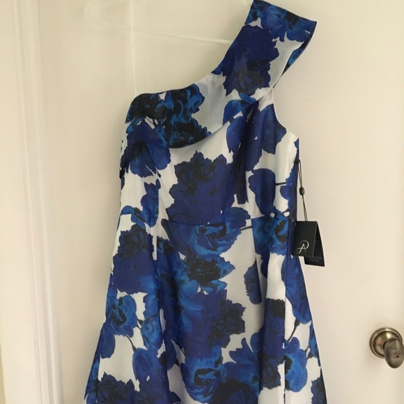 Adrianna Papell A-line One Shoulder Floral Print - Picture 5 of 10